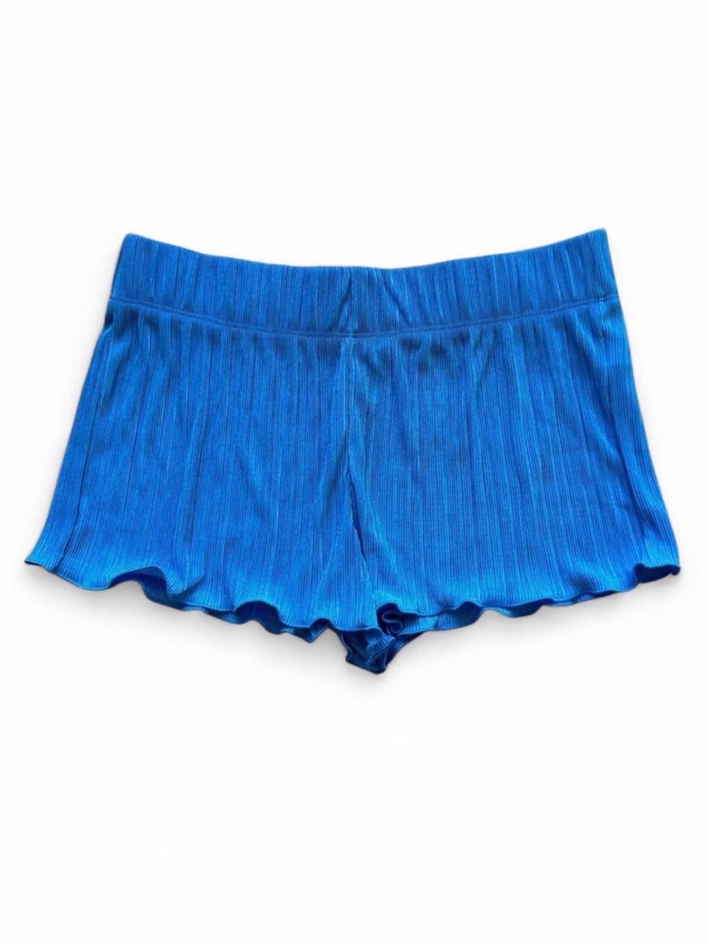 Colsie Plisse Blue Flouncy Lounge Shorts with Lettuce Hem